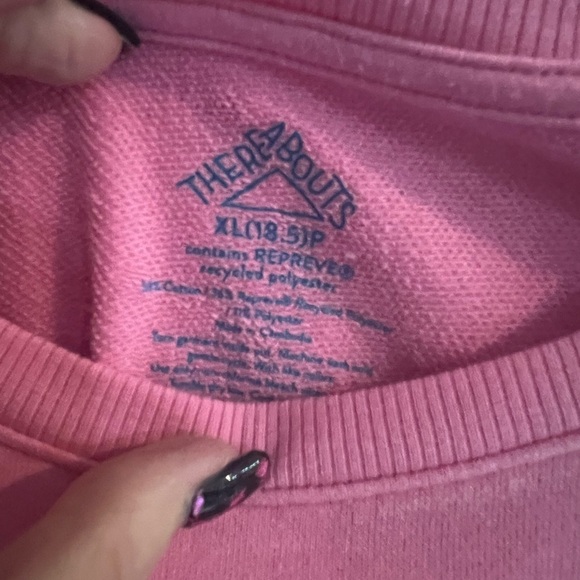 NWOT, Thereabouts Crop French Terry sweatshirt, pink, long sleeve.  XL P - Picture 2 of 3
